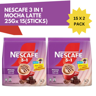 Mokka Latte Instant Kaffee Vormischung 15 Sticks 25g Halal 2 Packungen...