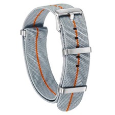 Elastic Nylon Watch Band 20mm Waterproof One-Piece Watch Strap Light Grey/Orange