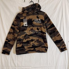 Abercrombie Kids Hoodie Youth 13/14 Camo Pullover Green Fleece Kangaroo Pocket