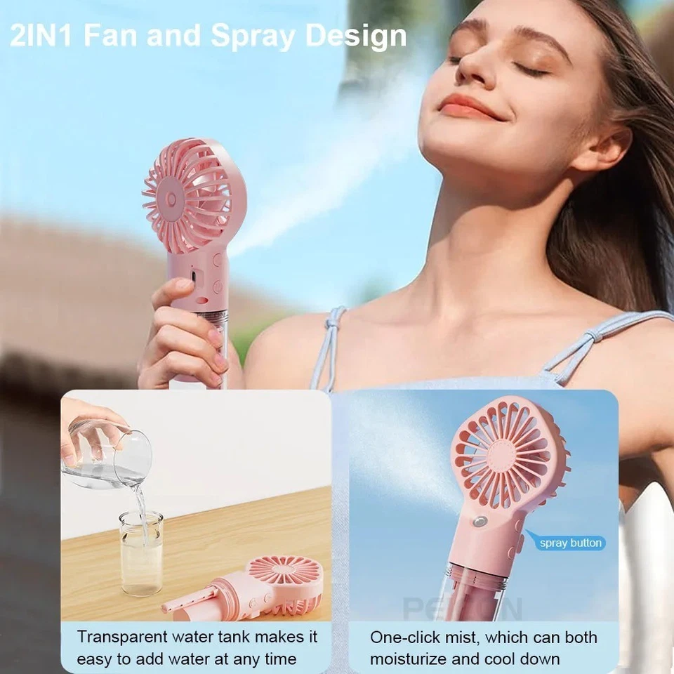 Handheld Mist Fan With Water Humidifier Cooler Rechargeable Mini Hand Spray Fans - Image 4 of 4
