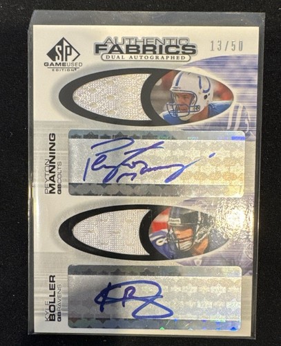 2004 SP GAME USED DUAL AUTO JERSEY PEYTON MANNING K BOLLER #/50
