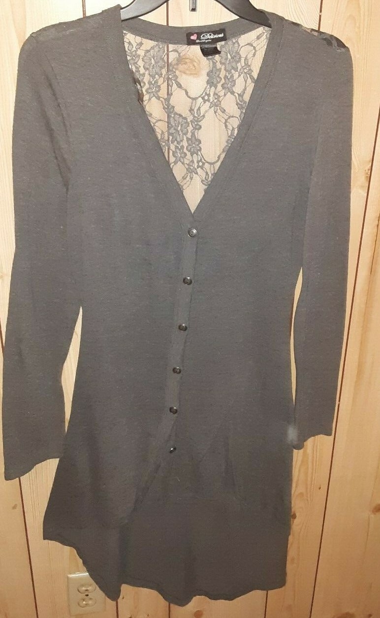 Love Delirious Los Angeles Women Gray Cardigan Size XL Button Front eBay