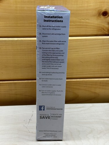 (2) Pack Refresh Refrigerator Water Filter R-GXRTDR-S 0.5-1GPM 30-120PSI 300gal - Picture 4 of 5