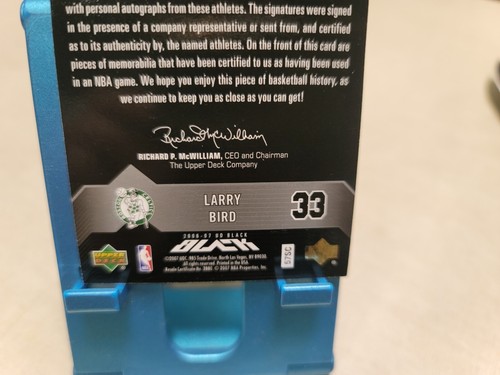 2007 Upper Deck Black Paul Pierce Larry Bird Dual Patch Auto /15 Game Used - Picture 6 of 6