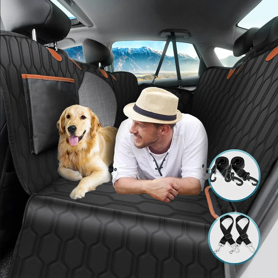 Dog Car Seat Cover & Hard Bottom Pet Car Back Seat Extender Hammock Waterproof - Image 2 of 4