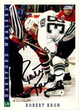 1993 -Robert Kron- Score Autograph/Signed/Auto Hockey Card #428 Whalers