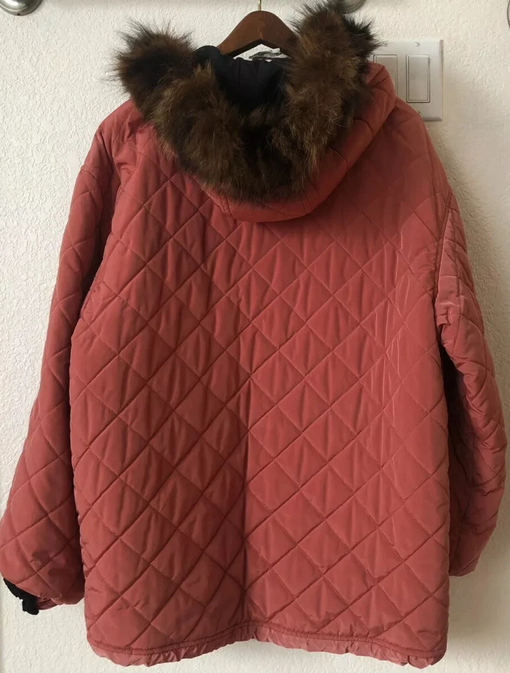 POSTAL CARD de Italia Mujer Chaqueta Parka Acolchada Naranja Oscuro Con Capucha Talla 42/8    Foto 3 de 4