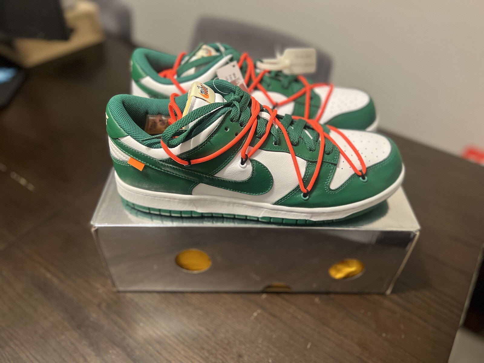 OFF WHITE X NIKE Taglia 11 5 Nike Dunk Low x OFF WHITE verde pino CT0856 100