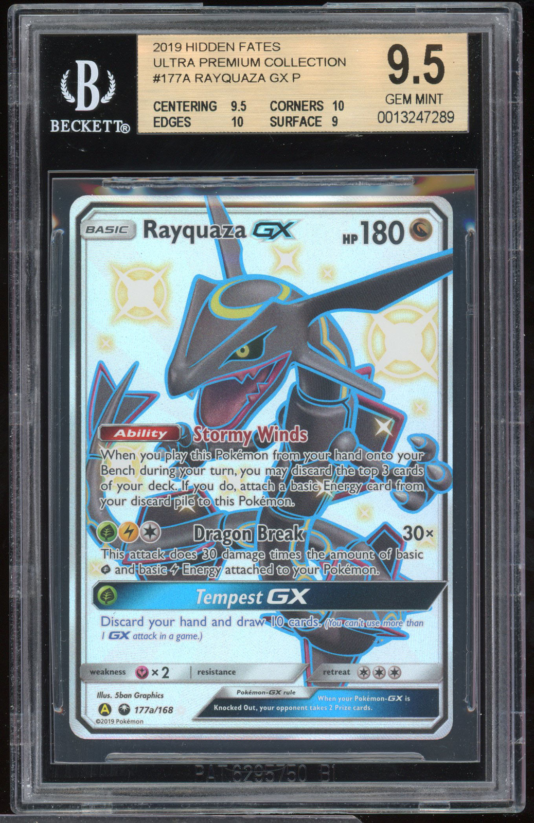 Pokemon English Hidden Fates Shiny Rayquaza GX Promo 177a/168 CGC 9.5 GEM  MINT Values - MAVIN