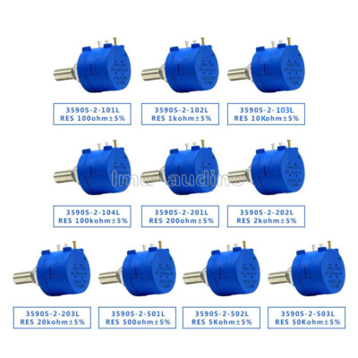 3590S Precision Wirewound Potentiometer 500R1K2K5K10K20K50K100K Ohm Pot 10Turn