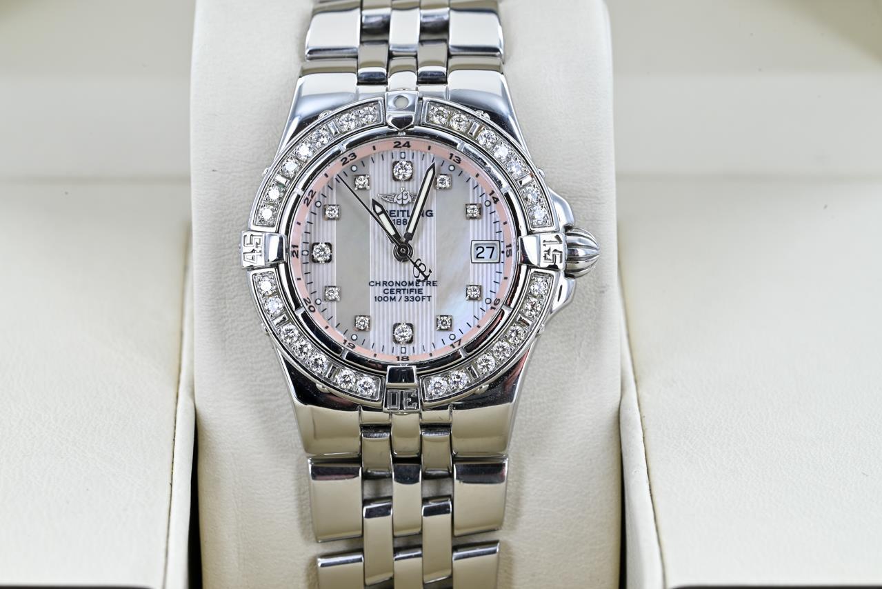 Breitling Starliner Ladies Wristwatch Diamond Dial & Bezel Ref A71340 B&P 2007