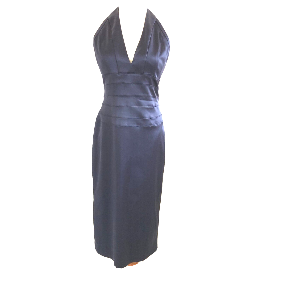 Adrianna Papell Boutique Navy Blue Halter Satin Backless Dress size 6 Formal | eBay Adrianna Papell Boutique Navy Blue Halter Satin Backless Dress size 6 Formal | eBay