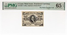 Fr-1238, 5c Spencer Clark, Third Issue, US Fractional Currency, PMG 65EPQ