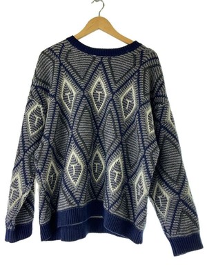 TTTMSW knit sweater (thick medium wool Navy total pattern KT04 