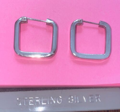 Vintage 925 Sterling Silver Square Hoop Earrings … - image 1