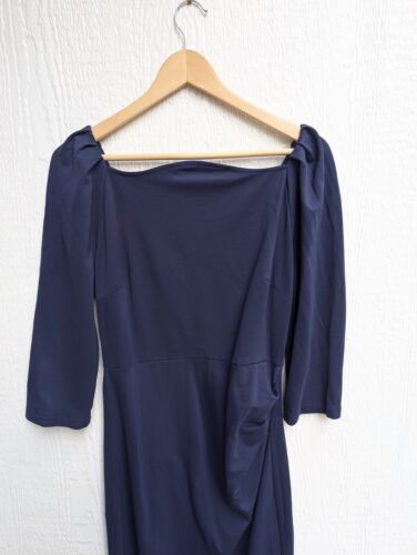 Belle Poque Navy Blue Stretchy Bodycon Retro Inspired Dress Women's Size 10 - Picture 2 of 5