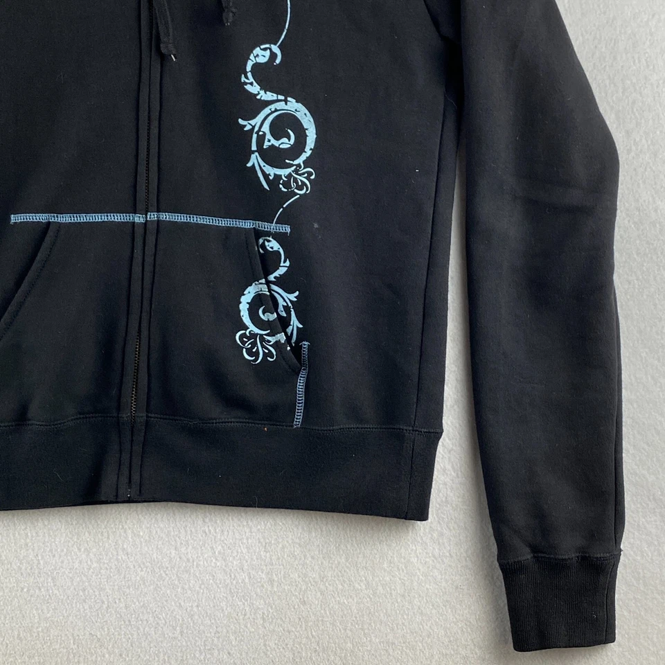 Vans Sudadera con Capucha Niñas Grande L Negra Cremallera Completa Bolsillos Polares Rayas Informal Cómoda Foto 3 de 4