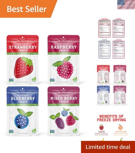 Very Berry Freeze-Dried Fruit Snacks - 4 Pack of Delicious 1.2 oz Crisps