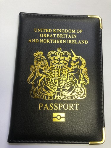 UK Black Passport Holder Protector Cover Wallet PU Leather United Kingdom - Picture 3 of 6