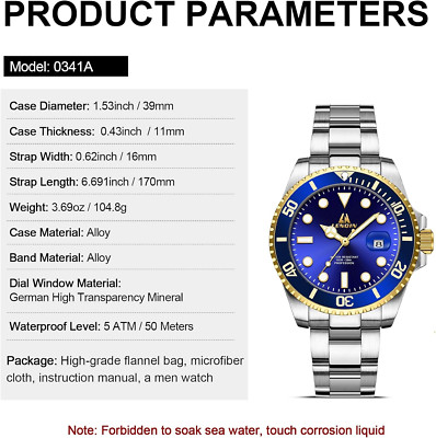 Reloj Hombre Acero Inoxidable Impermeable Cuarzo Analogico Fecha Luminoso Casual