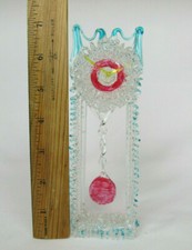 VTG 1960 70s SILVESTRI ITALY 7  GLASS GRANDFATHER CLOCK CHRISTMAS TABLE ORNAMENT