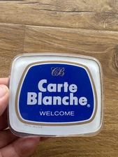 Vintage Carte Blanche "Welcome" Acrylic Small 3 inch standup sign Nice