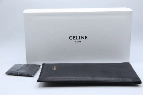 NEW CELINE BLACK LEATHER POUCH CLOTH BOX AUTHENTIC CASE EYEGLASSES EYEGLASSES
