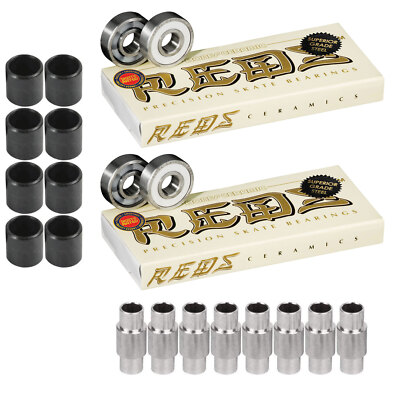 Bones Bearings Premium Roller Hockey Upgrade - Ceramic Reds + Speed Spacer Kit