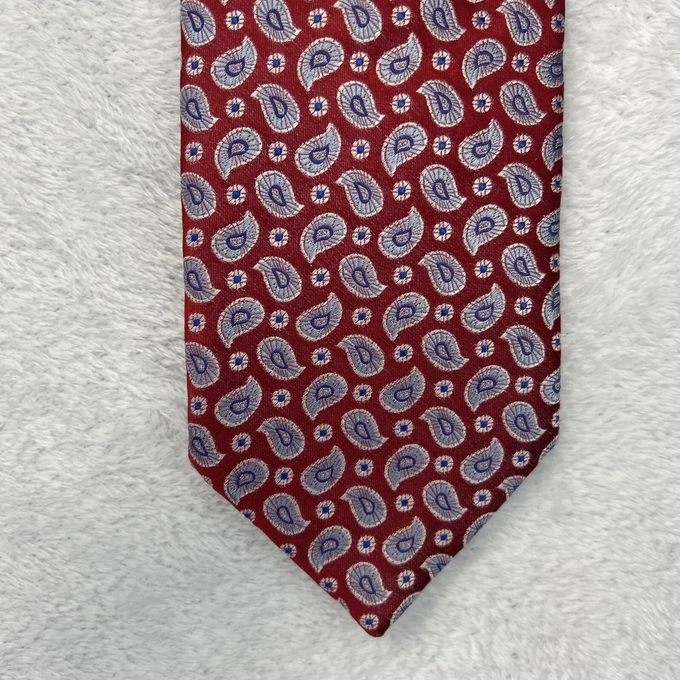 Corbata para hombre The Savile Row roja azul cachemira 3,5”x 58” 100 % seda pura Foto 3 de 4