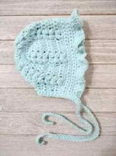 handmade crochet baby bonnet hat newborn icy arctic blue new