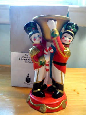 Vtg 90's PARTYLITE Christmas Nutcracker Toy Soldiers Tapered Candle Holder P7704
