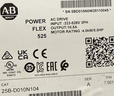 Allen Bradley 25B-D010N104 PowerFlex 525 4kW 5Hp AC Drive 3 Phase 25BD010N104