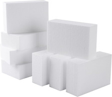 8 Pack Crafts Foam Blocks, 6X4X2 Square Polystyrene Foam Bricks for Art Sculptin