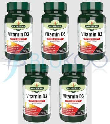 Natures Aid Vitamin D3 4000iu (100ug) - 60 Tabletten (5er Pack)