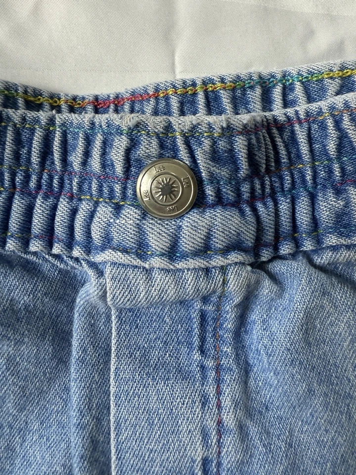 Jeans Lee Vintage Años 90 Hechos en EE. UU. Niñas Talla 6X Costuras Reg Arco Iris Foto 3 de 4