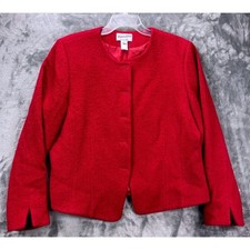 Pendleton Wool Jacket Women 16 Red Boucl  Blazer Virgin Wool Missing Buttons
