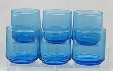 6  MCM Aqua Blue Drinking Glasses Low Ball Tumblers