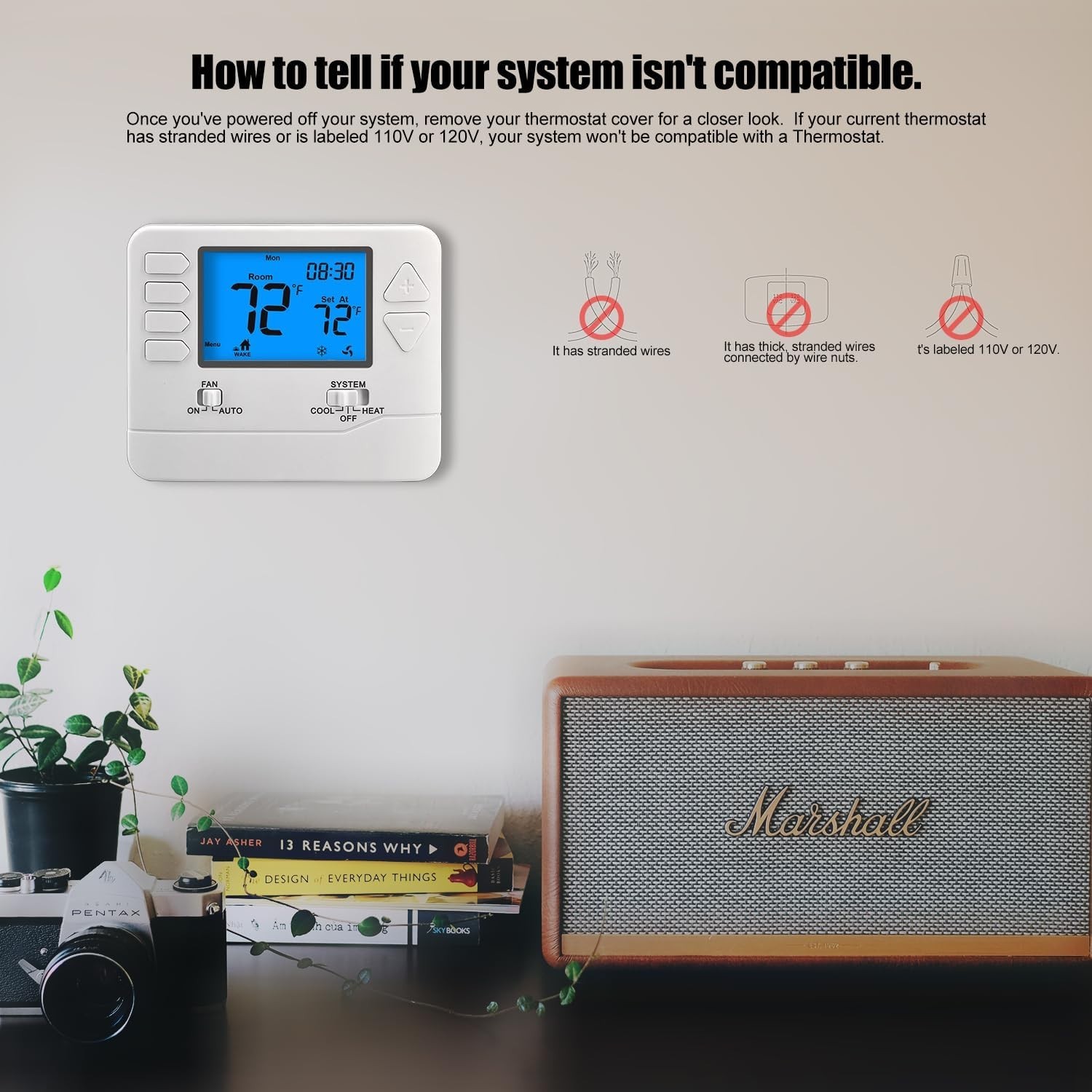 5-1-1 Day Programmable Thermostats for Home 1 Heat/ 1 Cool Conventional Singl...