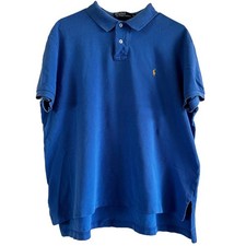 Polo By Ralph Lauren Polo Shirt 100 Cotton Short Sleeve Button Front Blue XL