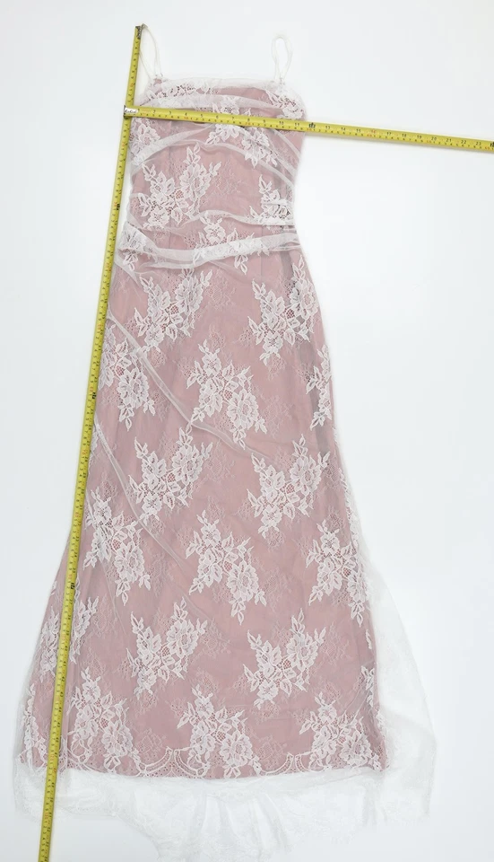 Fashion Womens Pink Lace Long Slip Dress M Wedding Party — 第 2/4 张图片