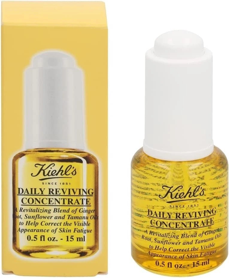 Aceite facial antioxidante concentrado Kiehl's Daily Reviving para luminosidad 0,5 oz nuevo en caja