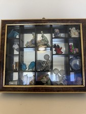 Vintage Wooden Shadow Box Display Case with Mini Collectibles / Curio Cabinet