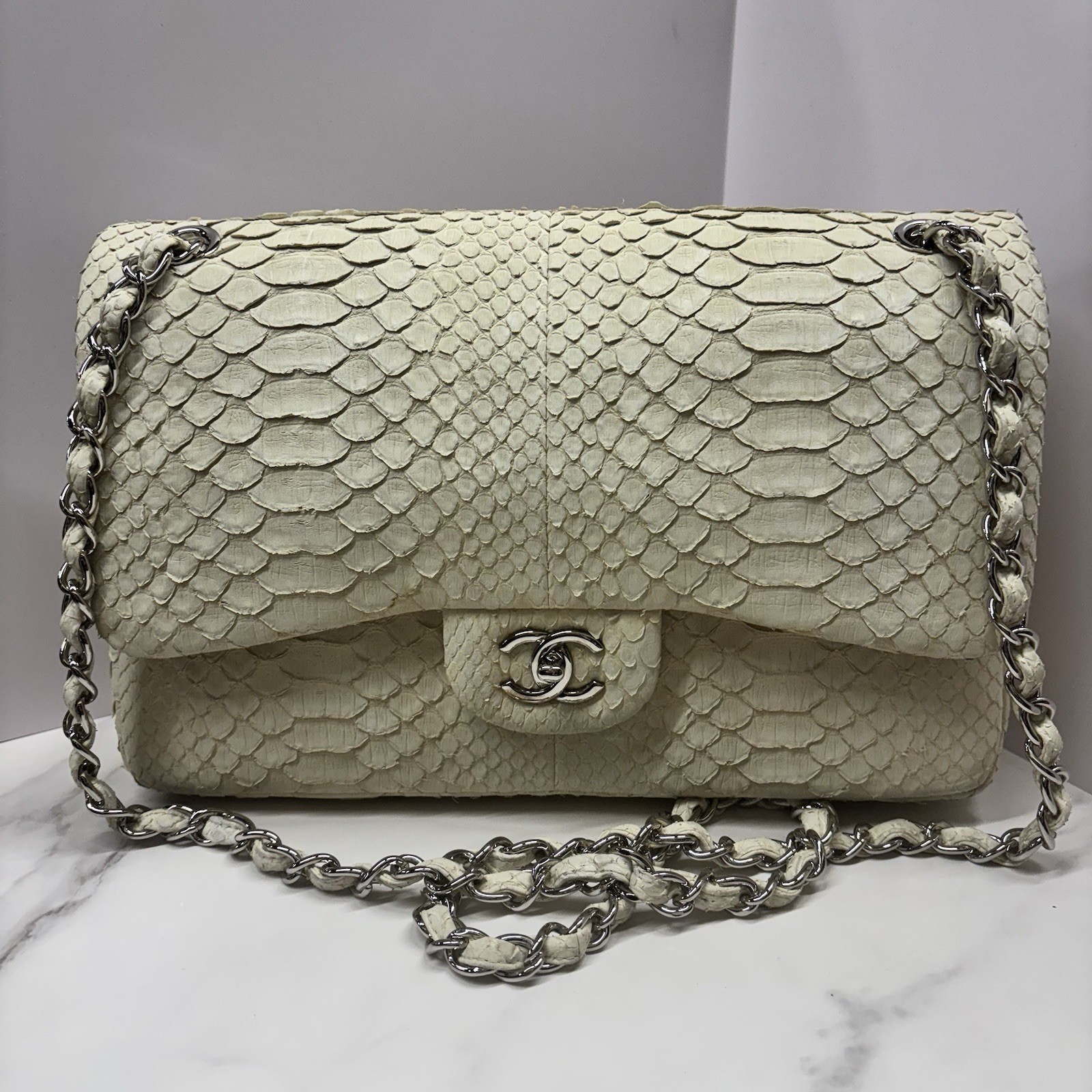 Authentic Chanel  Python Leather Crossbody Bag- I… - image 1