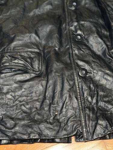 Veste boutonnée homme XL vintage en cuir noir par Wilsons Leather - Photo 8/22