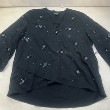 Karen Kane Black Medium Embellished Long Sleeve Top Flared Sleeves