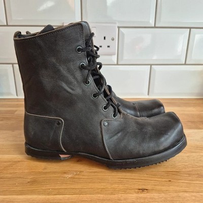 Cydwoq Grinder Leder Stiefeletten 38 UK 5 Schwarz Made in USA Nieten Biker