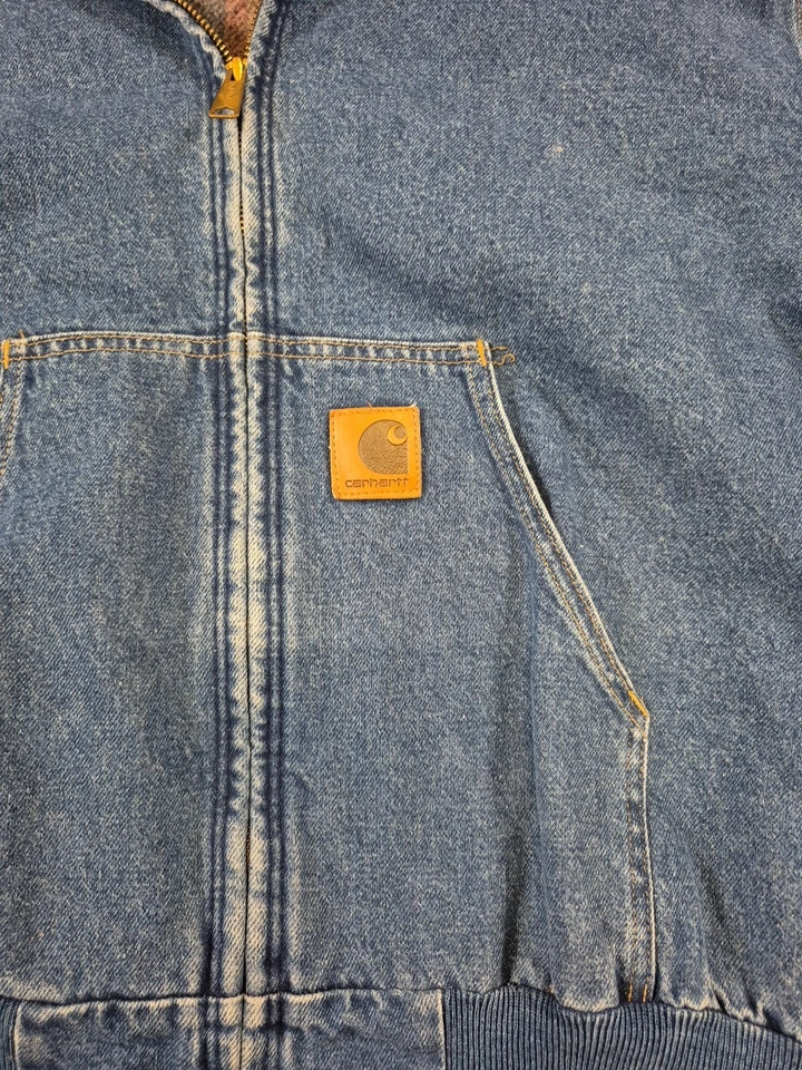 Carhartt винтажный 90-х джинсовой ткани с капюшоном Jean Workwear куртка размер 2XL J08DST - Изображение 3 из 4