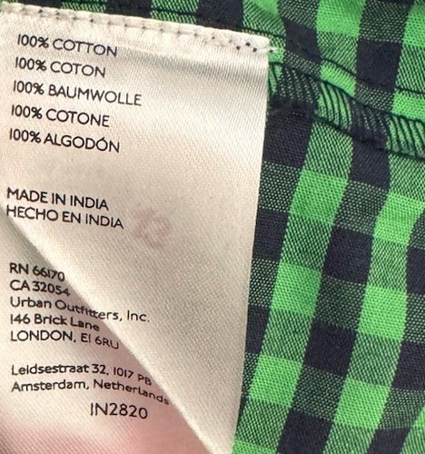 NWT Anthropologie Skirt Maxi Navy, Green Gingham Tiered Size 8 Lace Trim Cotton - Picture 7 of 8