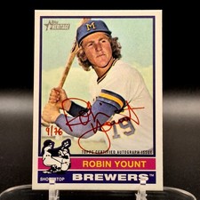 2025 Topps Heritage High Number Robin Yount Real One Red Ink Auto #/76 Brewers