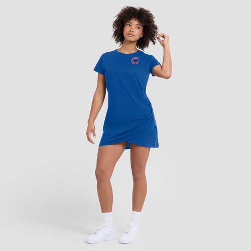 Women's Fanatics Royal Chicago Cubs Ruched Drape T-Shirt Dress - Zdjęcie 4 z 5